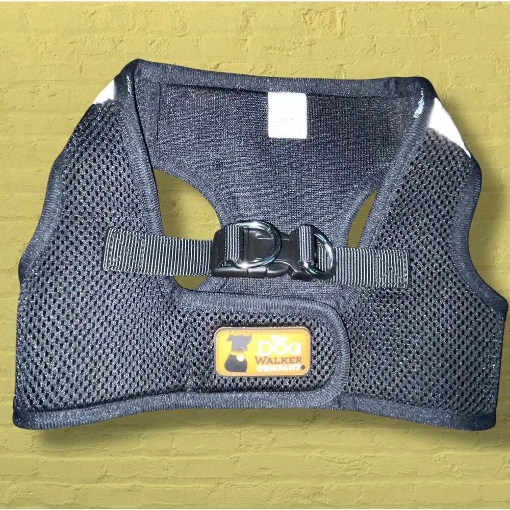 Dog Walker Company Pup Harness Medium Black Mesh No Pull Reflective Breathable